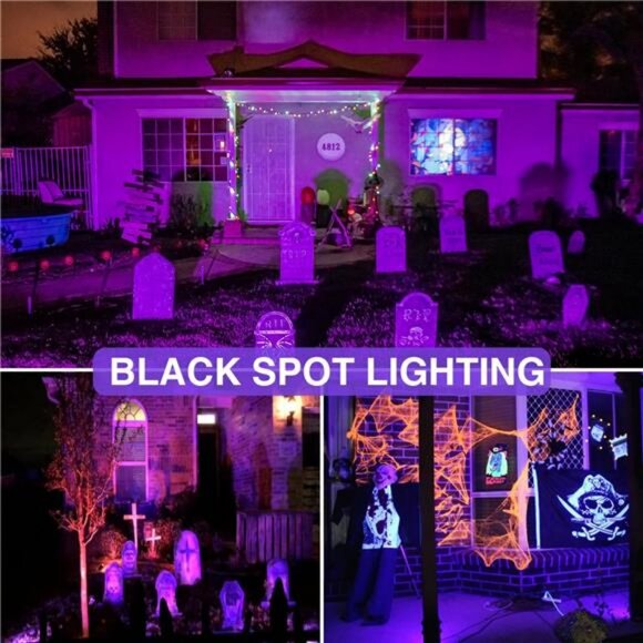 4 Pack Halloween Blacklight Spotlight Outdoor Black Light Spot Light 12W LED - Picture 4 of 8